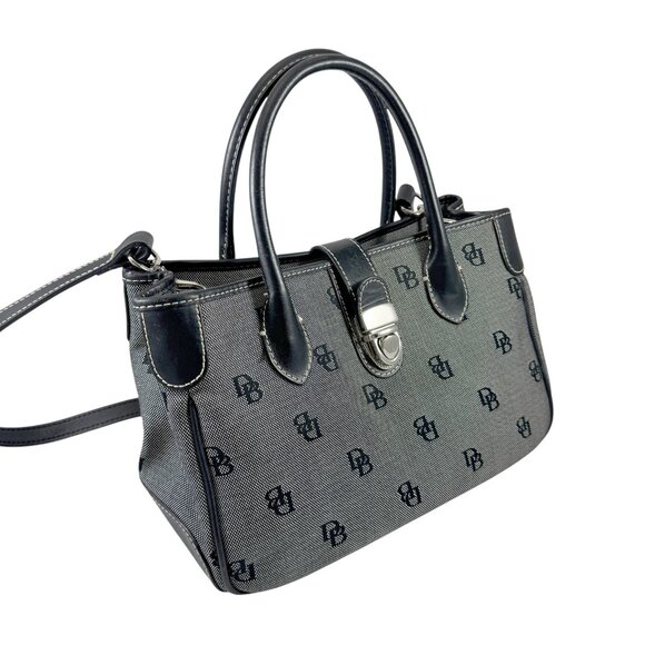 Dooney & Bourke Crossbody Bag Purse Signature Logo Monogram Black Gray Canvas - Picture 4 of 11